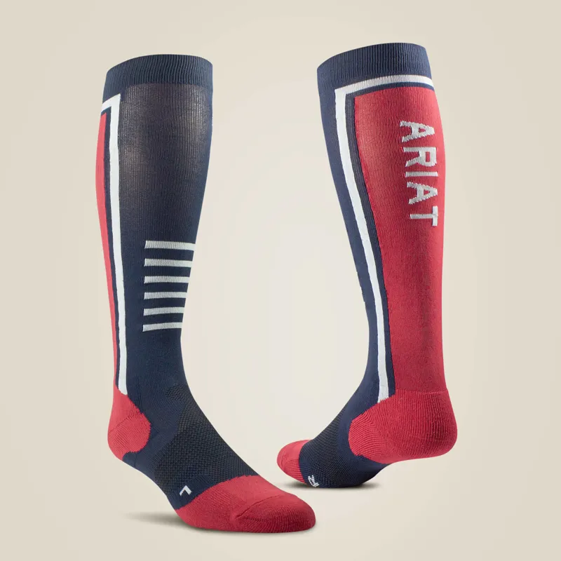 AriatTEK Slimline Performance Socks Navy/Red - Womens