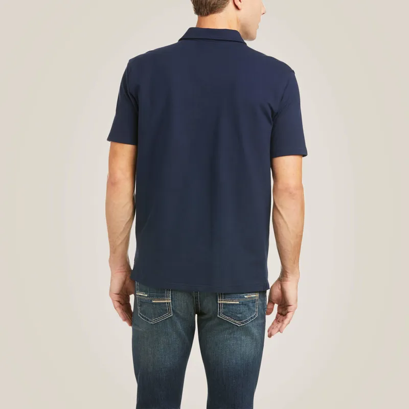 Ariat Men's Medal Polo Shirt Navy-2