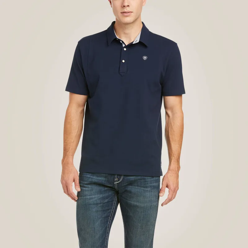 Ariat Men's Medal Polo Shirt Navy-1