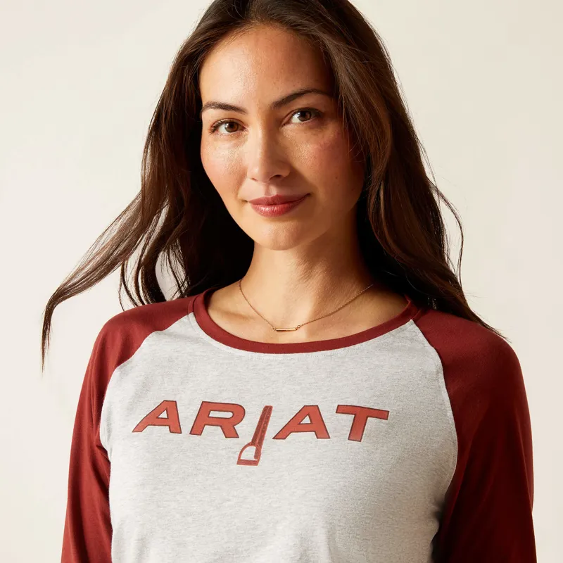 Ariat Women's Stirrup Leather T-Shirt Heather Grey/Fired Brick-1