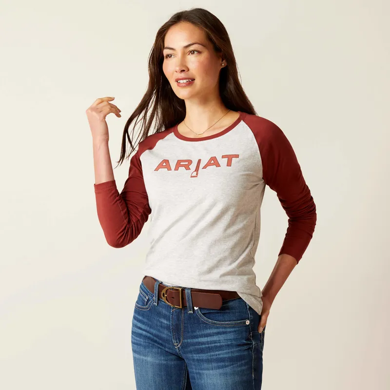 Ariat Women's Stirrup Leather T-Shirt Heather Grey/Fired Brick