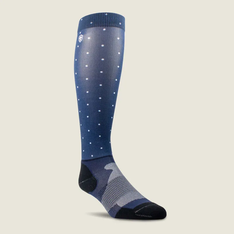AriatTek Slim Printed Performance Socks Navy Dot Medium
