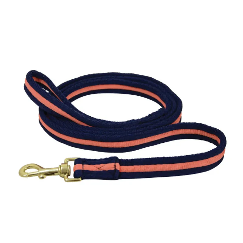 Hy Soft Webbing Lead Rein Without Chain - Navy/ Orange 