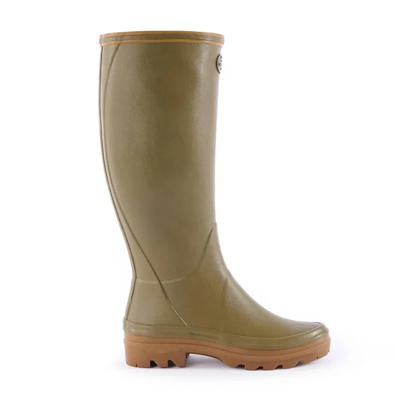 Le Chameau Womens Giverny Jersey Lined Wellington Boot - Green-1