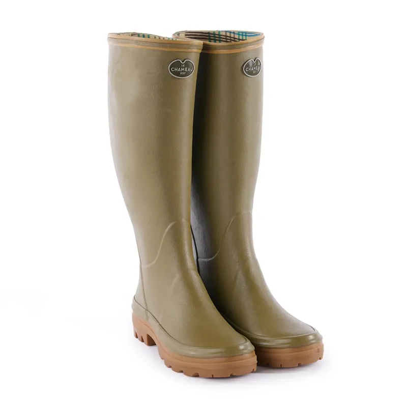 Le Chameau Womens Giverny Jersey Lined Wellington Boot - Green