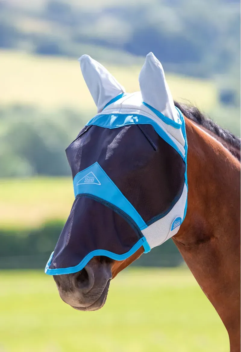 FlyGuard Pro Air Motion Fly Mask With Ears and Nose  - DEEP AIRFORCE BLUE