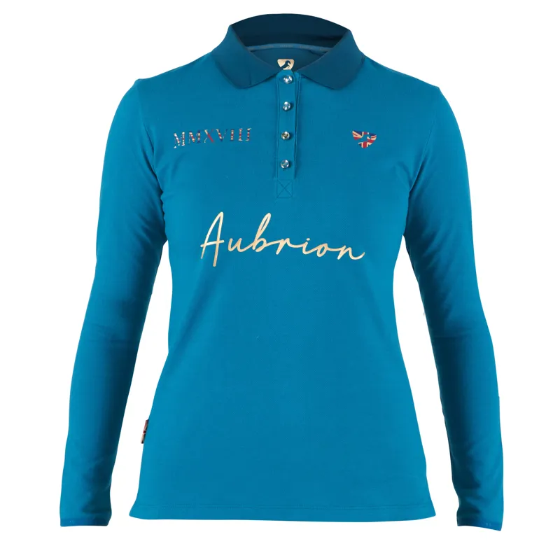 Shires Aubrion Team Long Sleeve Polo Top - Teal