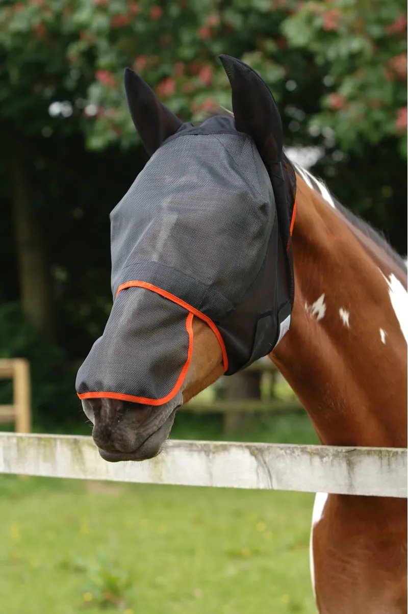 Equilibrium Field Relief Max Fly Mask - Black/Orange