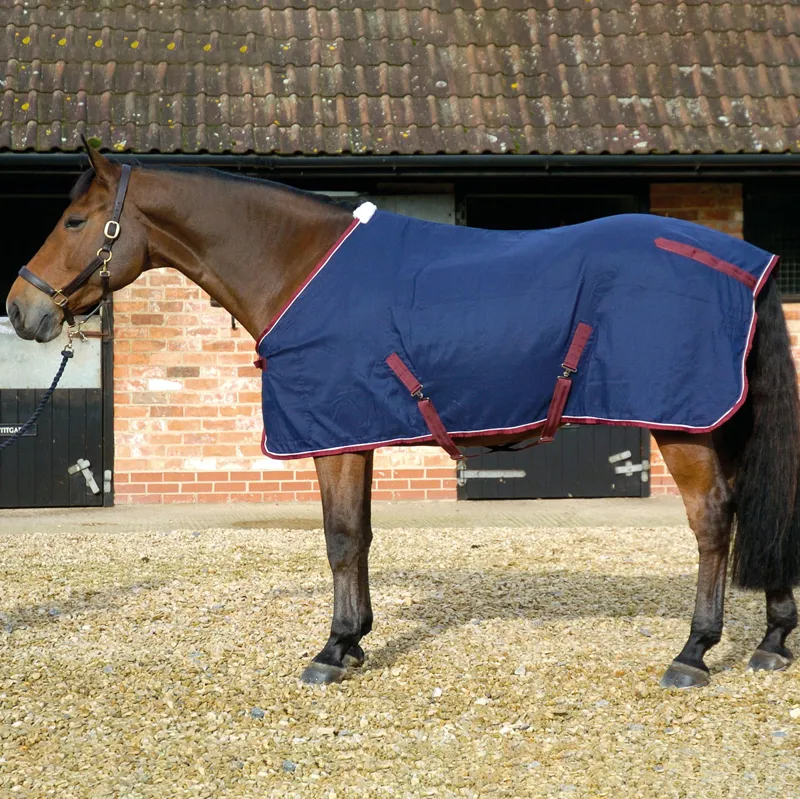 JHL Essential Stable Sheet in Navy/Burgundy/White