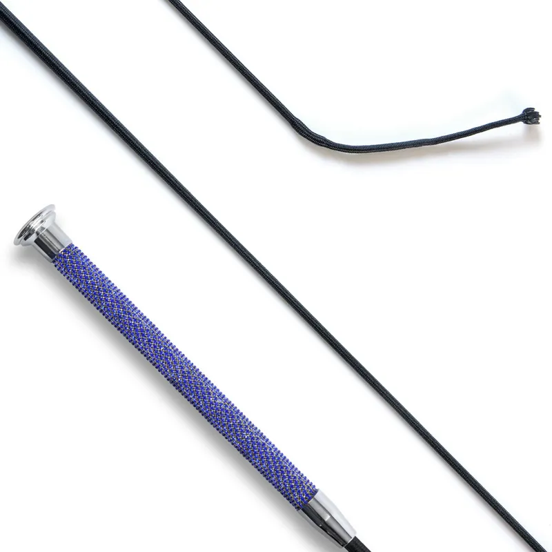 KM Elite Dressage Whip w/Crystal Grip in Blue