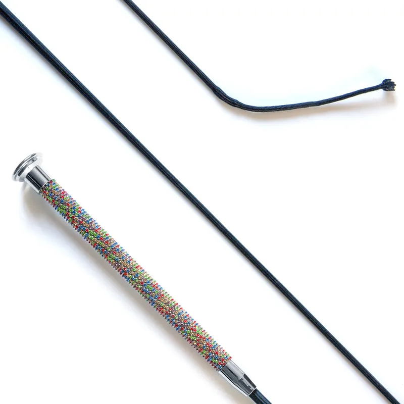 KM Elite Dressage Whip With Crystal Grip - Multi Coloured