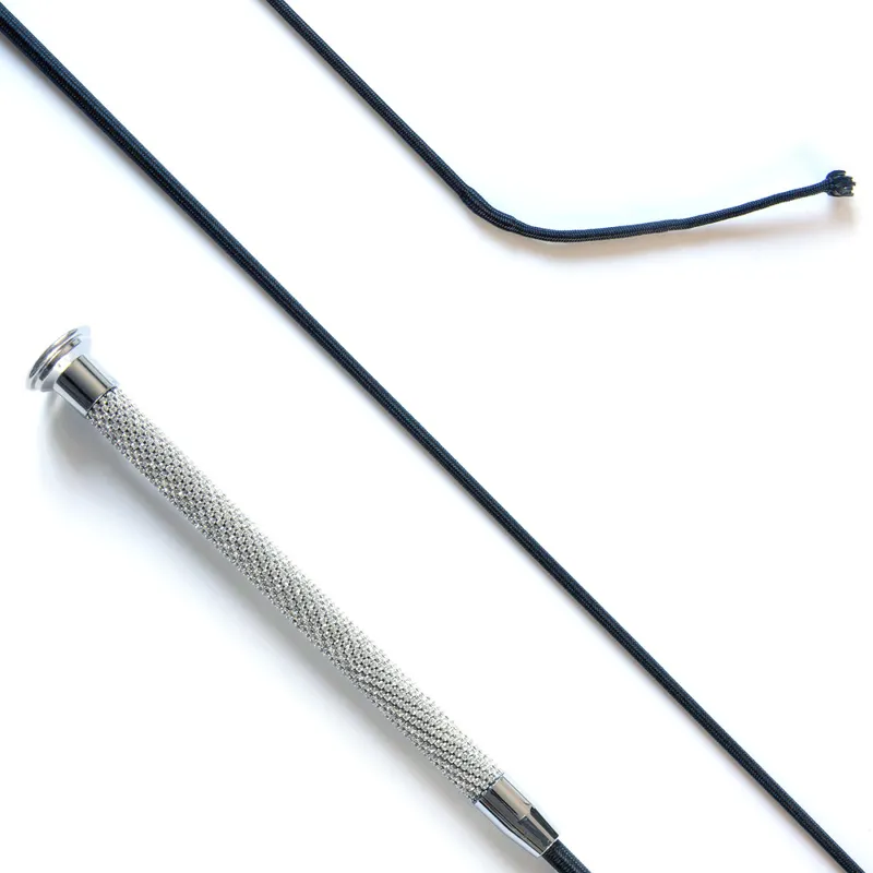 KM Elite Dressage Whip With Crystal Grip - White