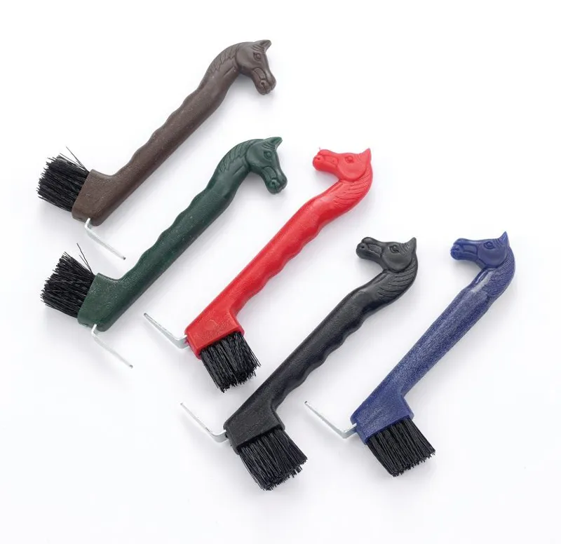 Lincoln Horse Head Hoof Pick with Brush - Green