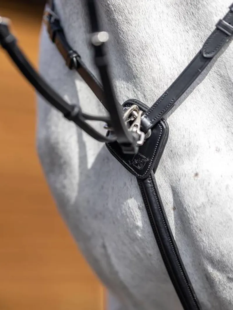 LeMieux Breastplate with D-Ring Clip On Martingale Attachment - Black /Silver 