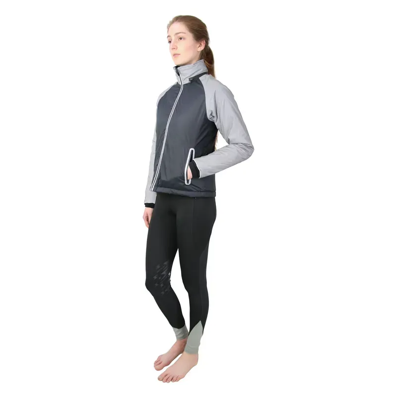 Hy Viz Silva Flash Waterproof Padded Jacket in Black/Reflective Silver
