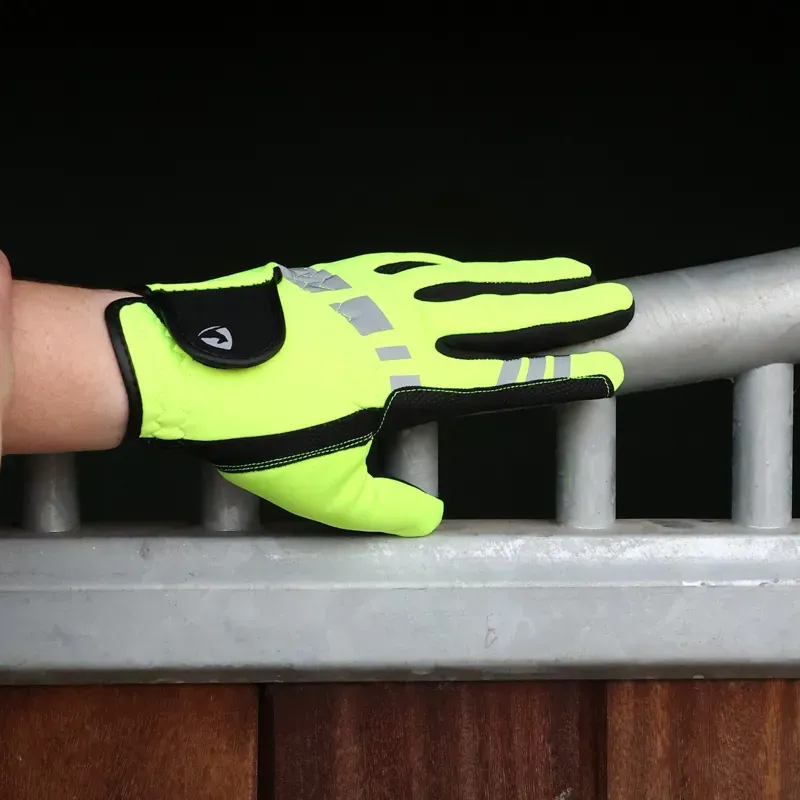 Hy Equestrian Extreme Reflective Softshell Gloves in Yellow