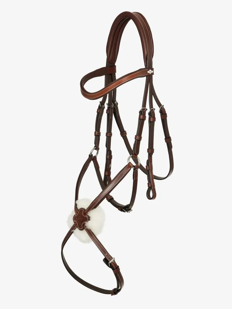 LeMieux Arika Grackle Bridle with Removable Wool Pad - Havana/Silver-1