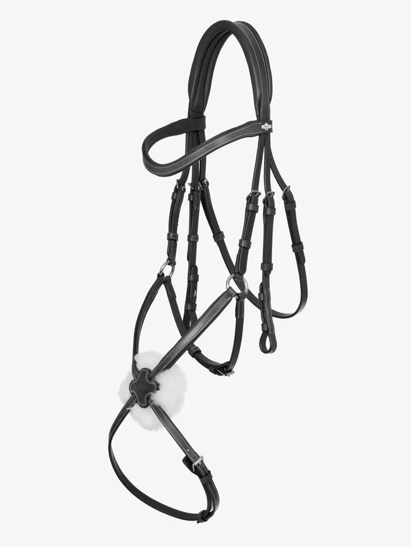 LeMieux Arika Grackle Bridle with Removable Wool Pad - Black/Silver-1