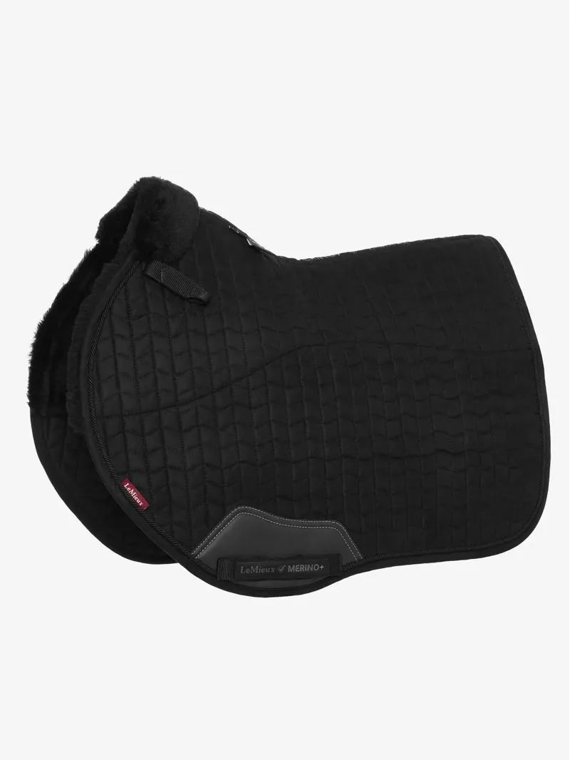 LeMieux Merino+ Half Lined Suede EuroJump Square - Black/Black