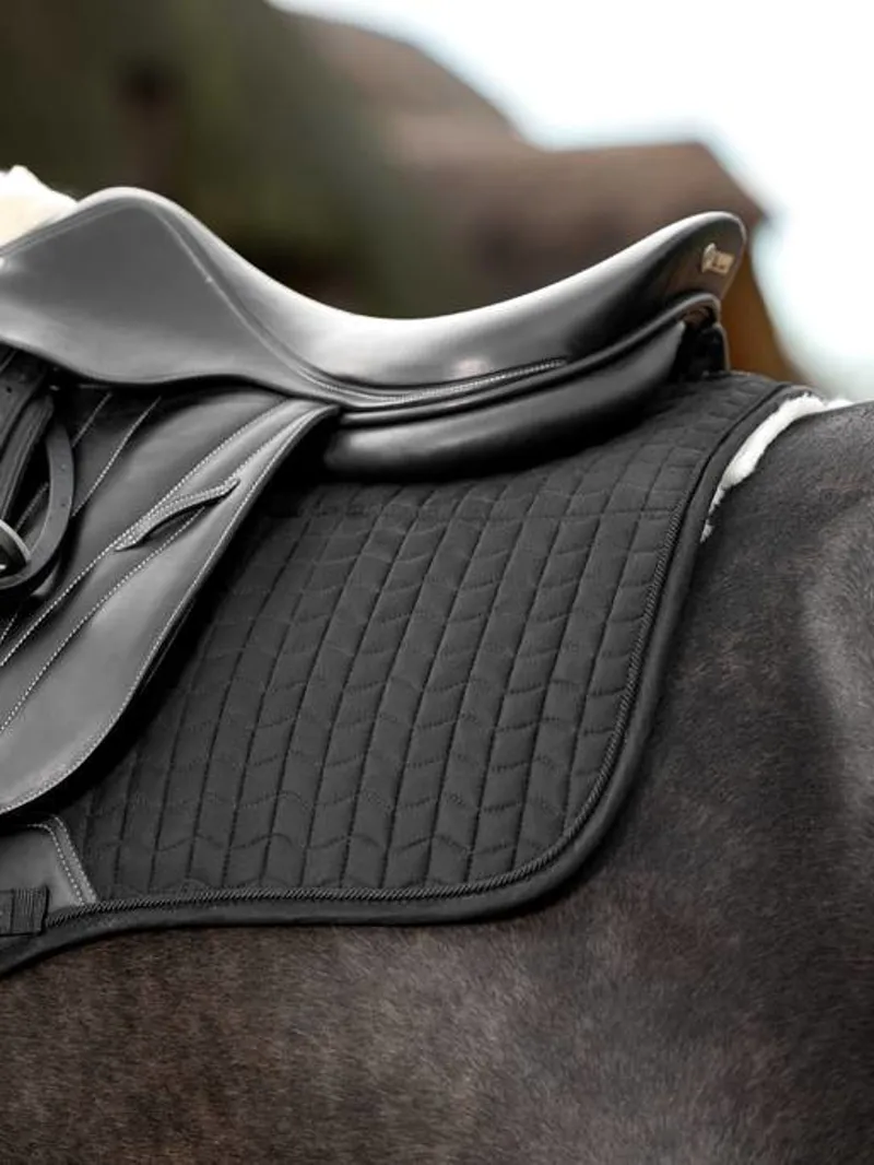 LeMieux Merino+ Half Lined Suede EuroJump Pad - Large - Black/Natural-3