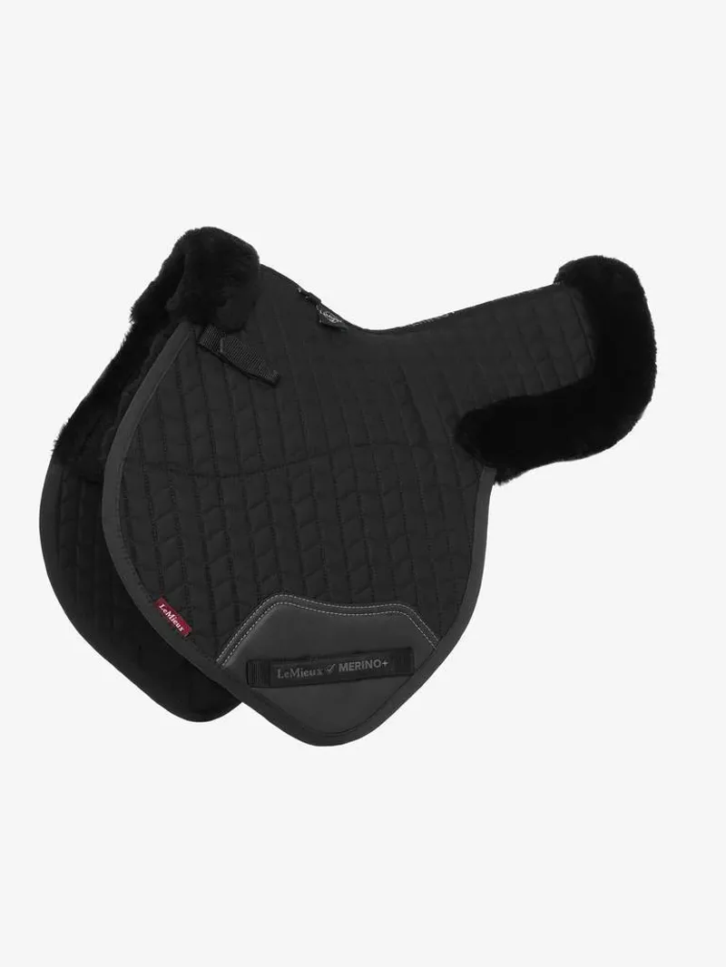 LeMieux Merino+ Half Lined Close Contact Numnah - Black/Black - Large