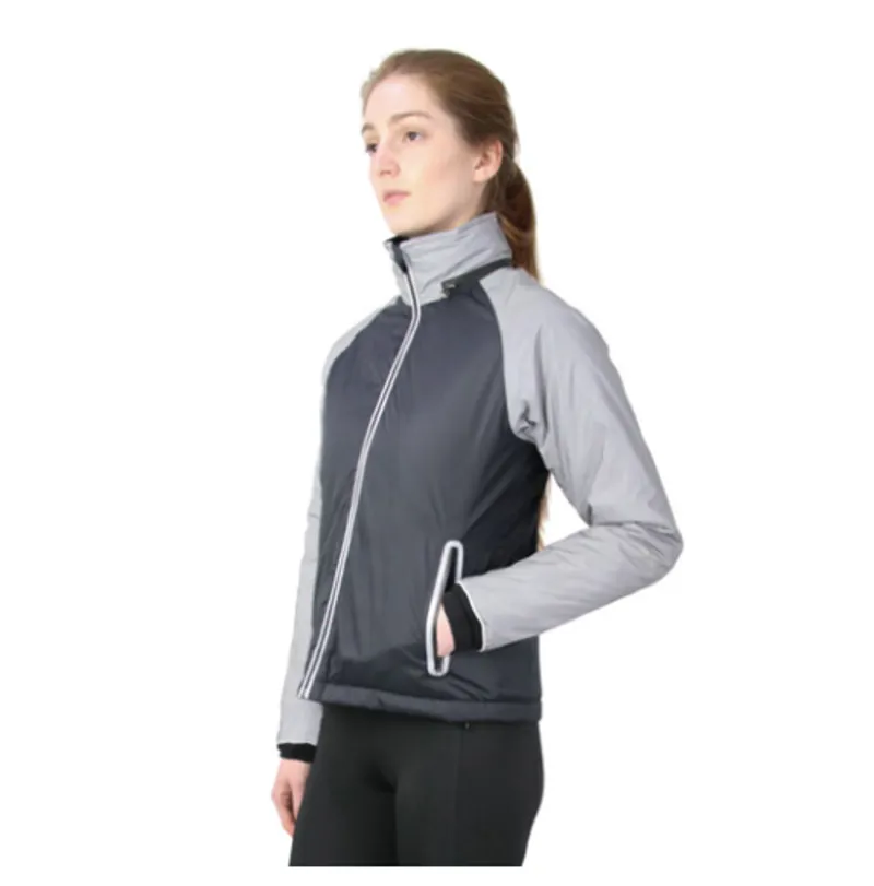 Hy Viz Silva Flash Waterproof Padded Jacket in Black/Reflective Silver