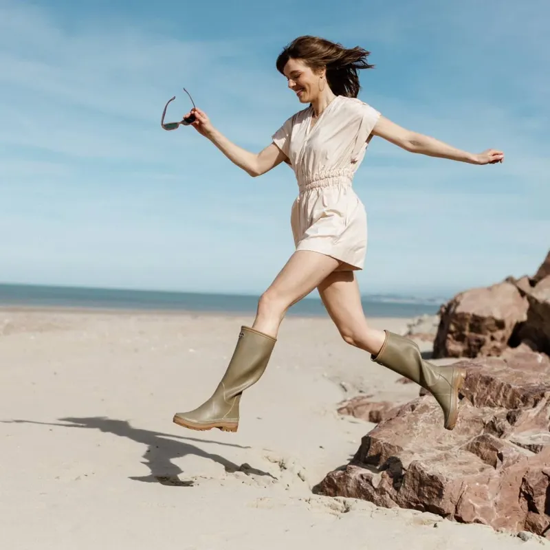 Le Chameau Womens Giverny Jersey Lined Wellington Boot - Green-5