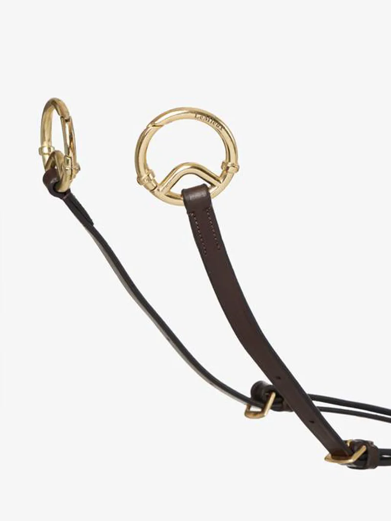 LeMieux Breastplate with D-Ring Clip On Martingale Attachment - Havana/Brass-1
