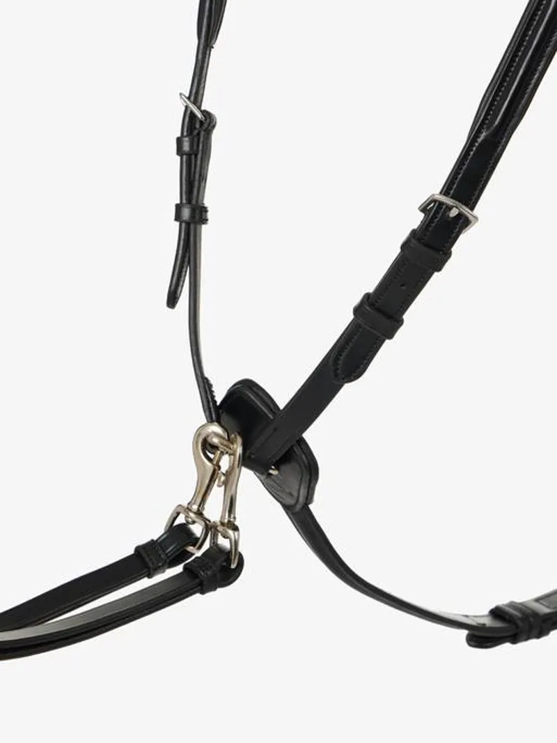 LeMieux Breastplate with D-Ring Clip On Martingale Attachment - Black /Silver -2