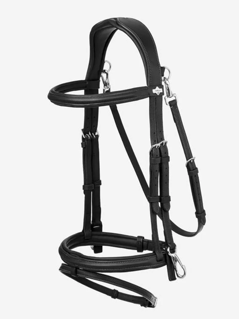 LeMieux Kudos Leather Work Bridle with Clip Cheeks - Black-4