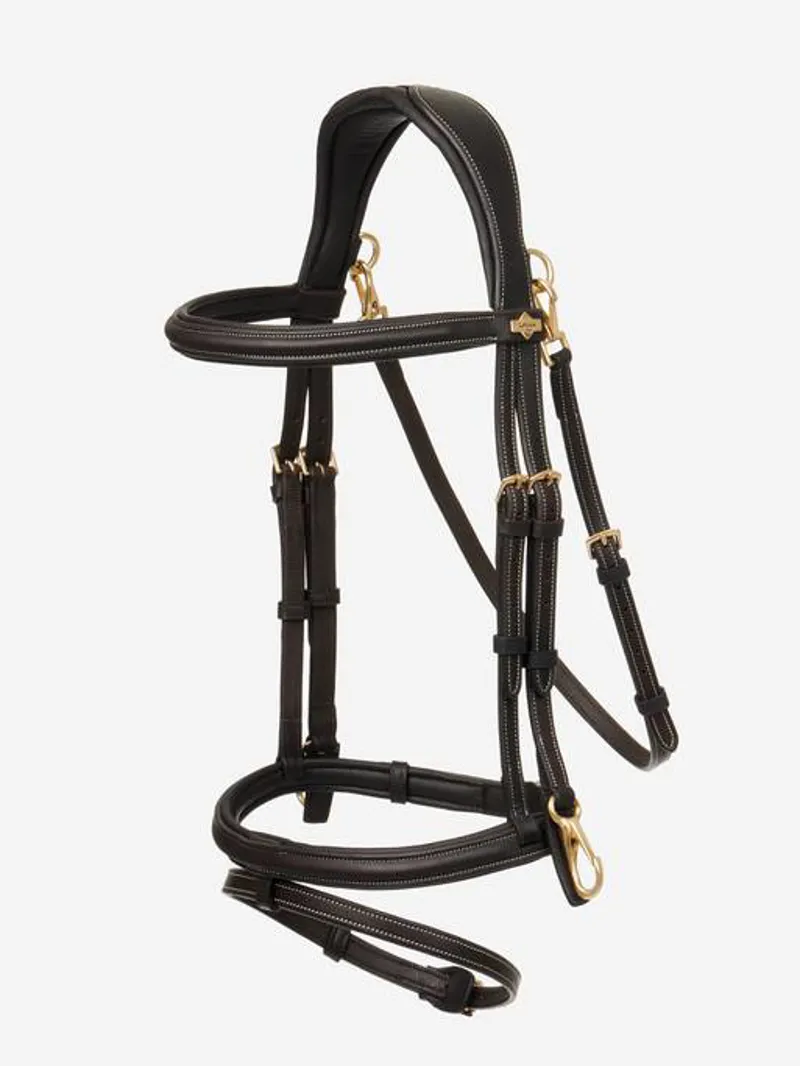 LeMieux Kudos Leather Work Bridle with Clip Cheeks - Havana-4