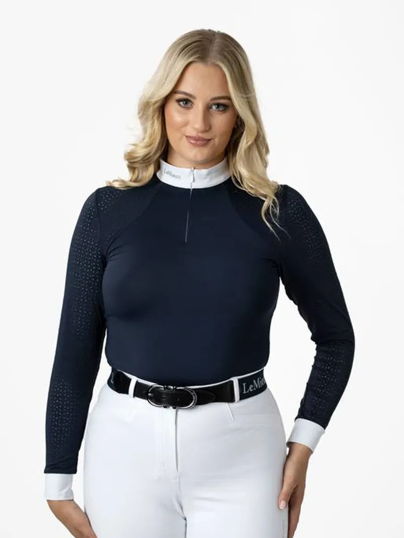 LeMieux Olivia Long Sleeve Show Shirt - Navy-2