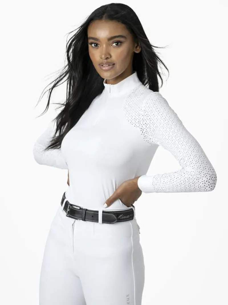LeMieux Olivia Long Sleeve Show Shirt - White-1