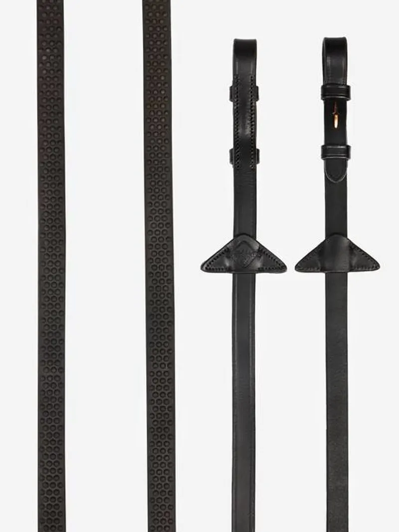 LeMieux Soft Rubber Reins - Brown/Brass-2