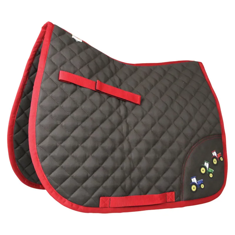 Tractor Collection Saddle Pad By Little Knight - - Pony/ Cob Charcoal Grey/Red pony/cob