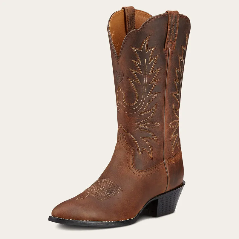 Ariat Heritage R Toe Western Boot - Distressed Brown