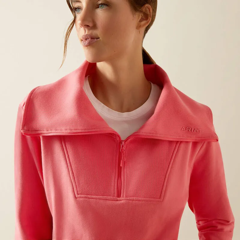 Ariat Womens Fern 1/2 Zip Sweatshirt - Coral Paradise-3