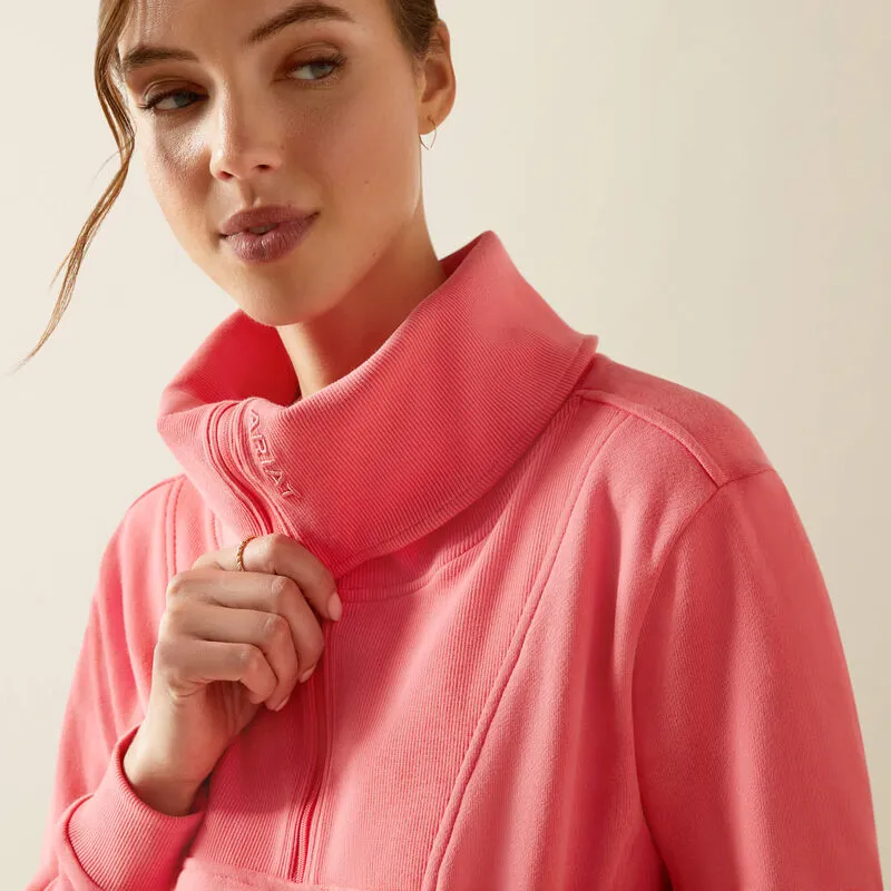 Ariat Womens Fern 1/2 Zip Sweatshirt - Coral Paradise-4