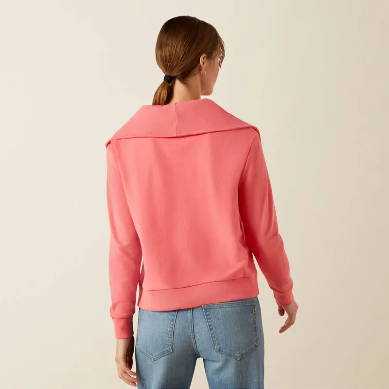 Ariat Womens Fern 1/2 Zip Sweatshirt - Coral Paradise-1