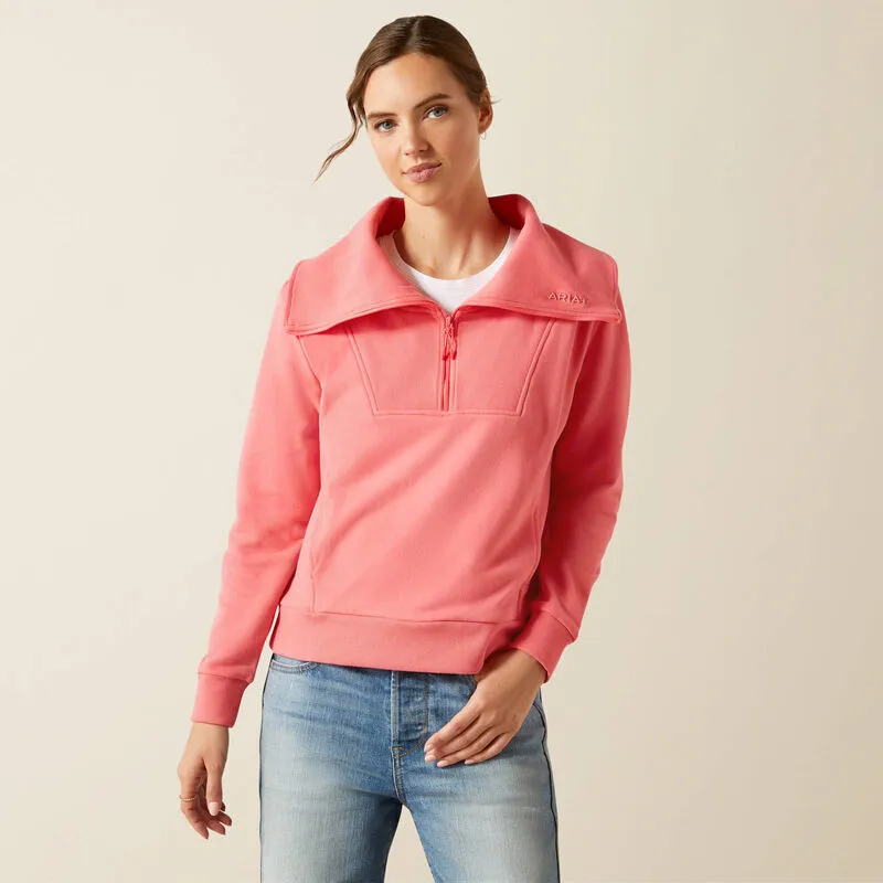 Ariat Womens Fern 1/2 Zip Sweatshirt - Coral Paradise