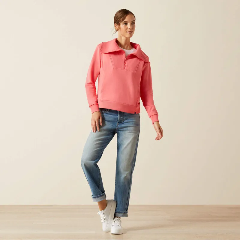 Ariat Womens Fern 1/2 Zip Sweatshirt - Coral Paradise-2