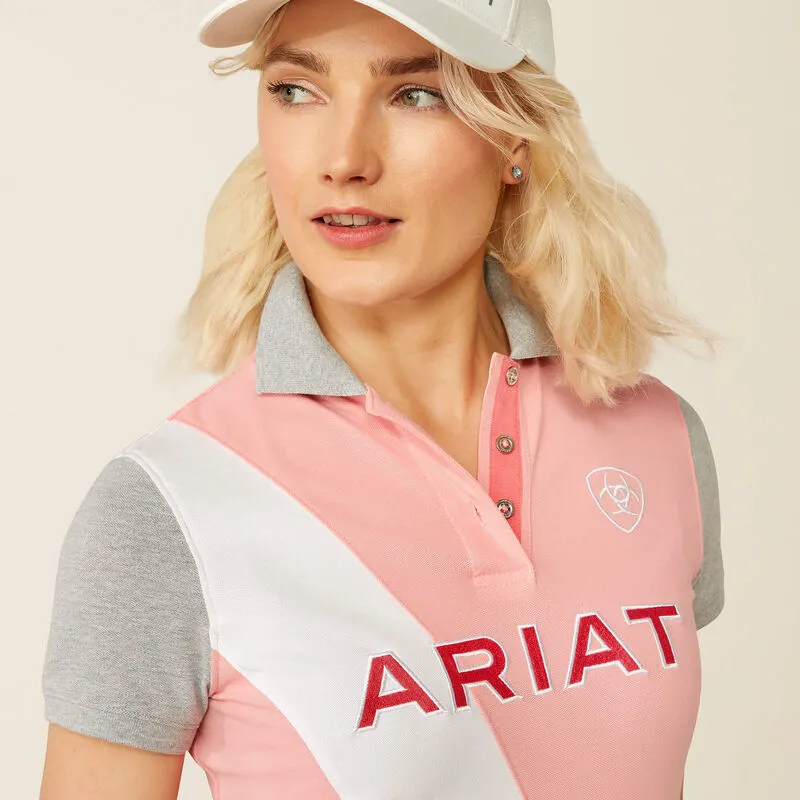 Ariat Womens Taryn Polo Top - Flamingo Pink/Coral Paradise-3
