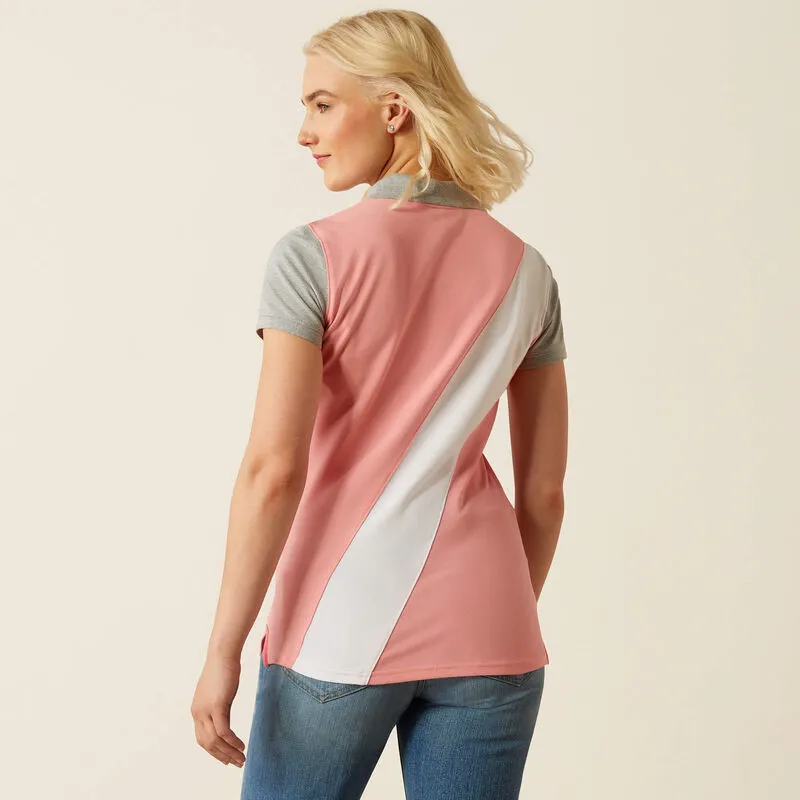 Ariat Womens Taryn Polo Top - Flamingo Pink/Coral Paradise-1