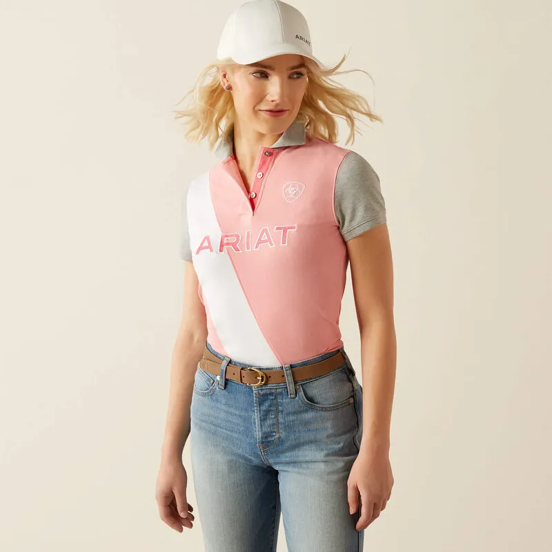 Ariat Womens Taryn Polo Top - Flamingo Pink/Coral Paradise