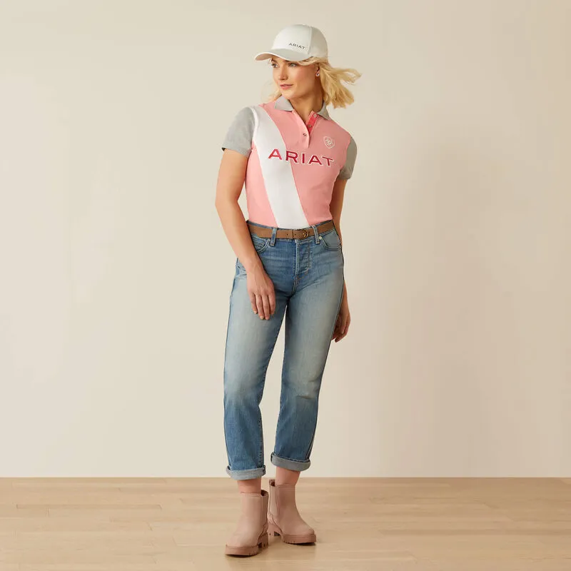 Ariat Womens Taryn Polo Top - Flamingo Pink/Coral Paradise-2