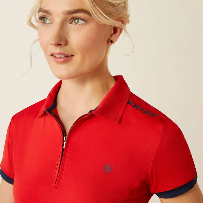 Ariat Womens Bandera T 1/4 Zip Polo - Weg RedT