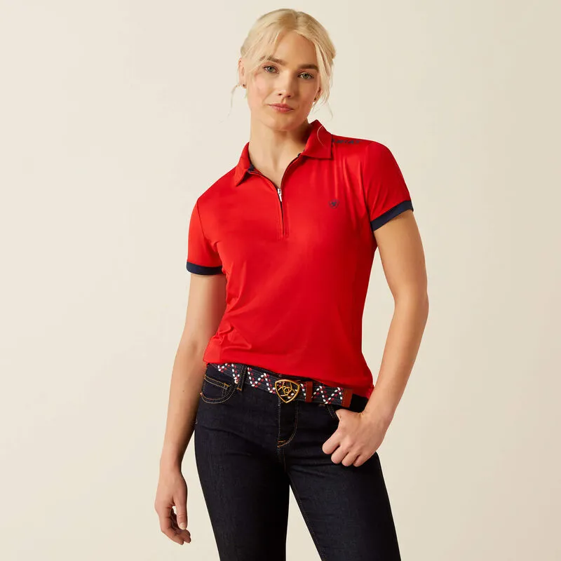 Ariat Womens Bandera T 1/4 Zip Polo - Weg RedT-1