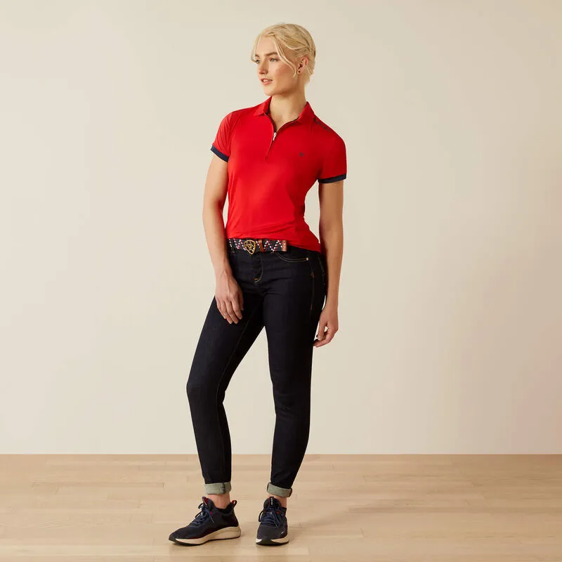 Ariat Womens Bandera T 1/4 Zip Polo - Weg RedT-3