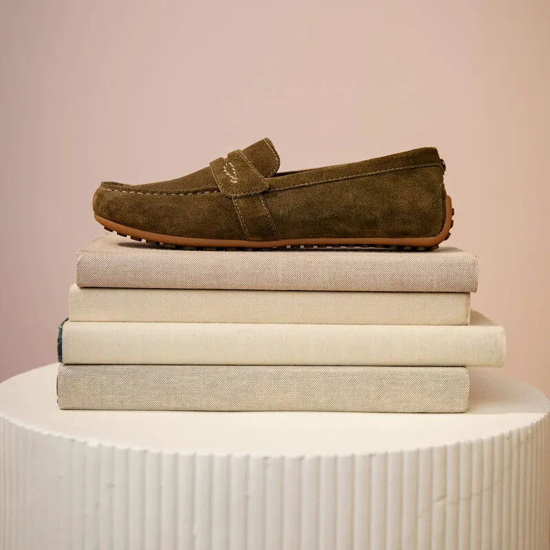 Ariat Womens Selene Driving Moc - Dark Olive Suede-1