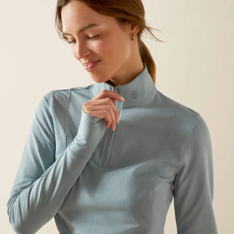 Ariat Womens Gridwork 2.0 1/4 Zip Long Sleeve Base Layer - Lead-3
